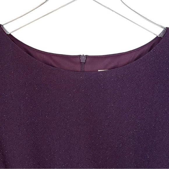 NWT Eliza J Long Sleeve Ruched Sheath Dress in Plum Glitter Size 6 - Picture 4 of 13
